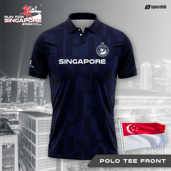 Run For Singapore Polo Tee (Dark Blue)